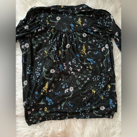 Anna Glover x H&M Peasant Blouse Oversized Flowy Floral Black Women’s Small - Picture 4 of 10